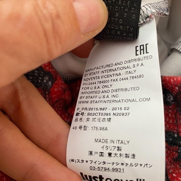 $395 Just Cavalli Women's Red Short Sleeve Berry Sheath Dress Size IT 46/US 10 - Picture 6 of 10